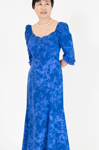 ククイ ブルー 五分丈袖ドレス